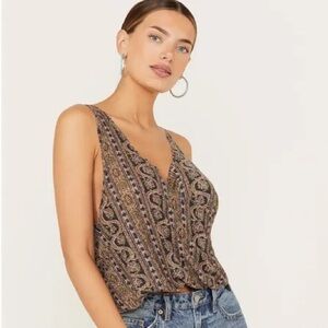 FREE PEOPLE WE THE FREE TWISTED TOP / BLACK COMBO / SIZE: Small